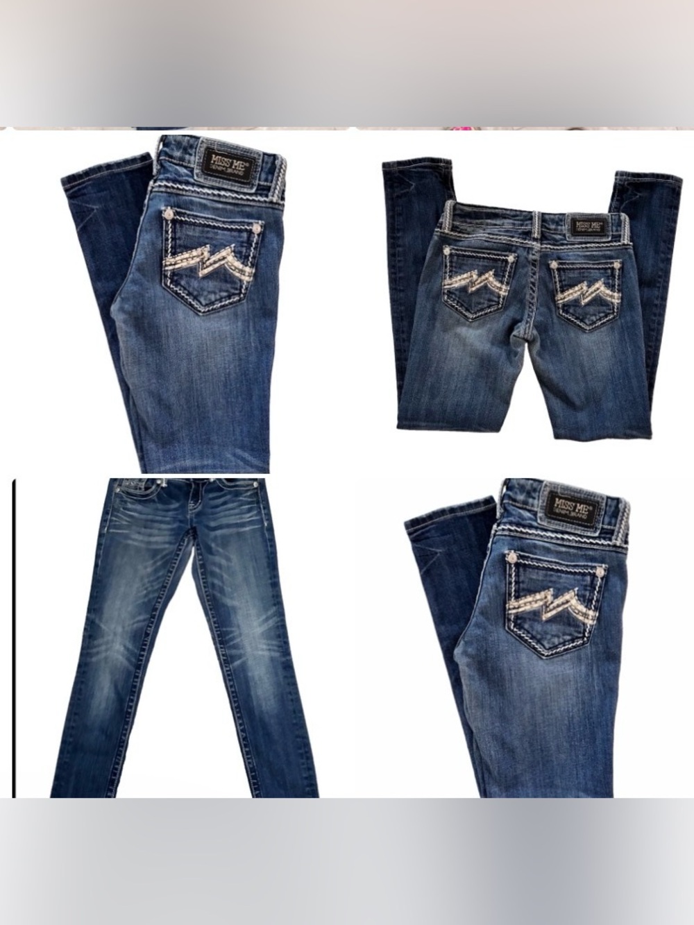 Miss Me Signature Skinny Rhinestone Stretch Jeans Low Rise  26X31 - Picture 3 of 11